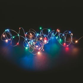 Filo 10 microled a batteria, multicolor, uso interno, 1 m, Santa&#39;s Hous