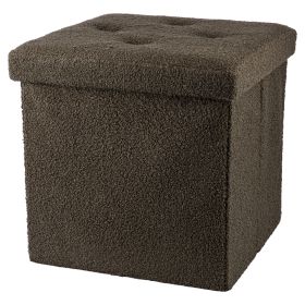 Pouf contenitore multiuso effetto teddy, verde, Sibilla