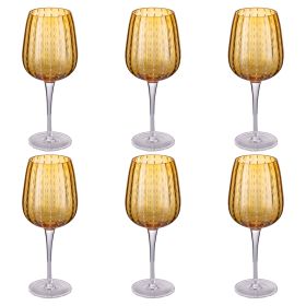 Set 6 calici 500 ml in vetro lavorato, Shiraz Amber