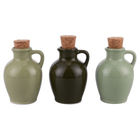Anfora mini oliera 95 ml in ceramica e sughero, Greenery