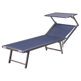 Lettino mare con parasole, richiudibile, blu navy, Riccione Est&#233;