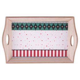 Mini vassoio in legno doppia impugnatura 23,5x15x4,5 cm, Xmas Circus