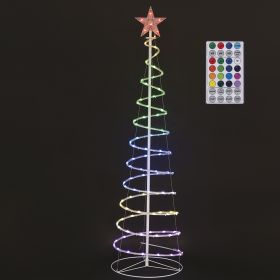 Albero a spirale 32 giochi luce RGB h.180 cm, Santa's House