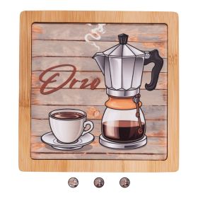 Mattonella decorativa in ceramica e bamb&#249;, Coffee Time