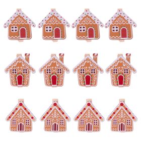 Set 12 casette chiudipacco natalizie in legno, Xmas