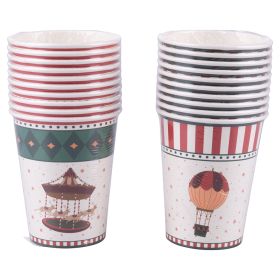 Set 18 bicchieri monouso in carta, Xmas Circus