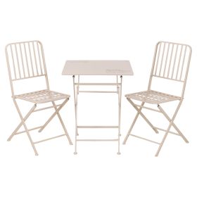 Set tavolo e 2 sedie pieghevoli da esterno in ferro, avorio, Victionary
