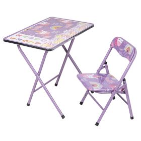 Tavolo e sedia per bambini, decoro unicorni, lilla, Sibilla