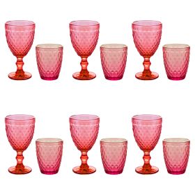 Set 6 calici e 6 biacchieri acqua da 340 ml, Venice Red