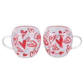 Set 2 tazzine caff&#232; con manico 90 ml in vetro borosilicato, Love and