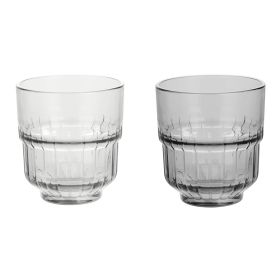 Set 2 bicchieri impilabili 340 ml, trasparente e fumé, Vertical Sibilla
