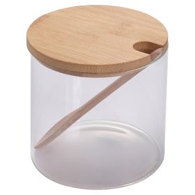 Barattolino 500 ml in vetro, cucchiaino e tappo in bamb&#249;, Glass