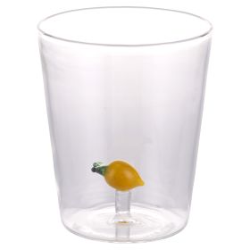 Bicchiere acqua 420 ml in vetro borosilicato, limone interno in 3D, Fruit Life