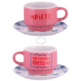 Tazzina caffè 100 ml con piattino, More Amor Ariete
