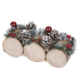 Portacandele natalizio in legno di pioppo, Santa&#39;s House