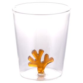 Bicchiere acqua 420 ml in vetro borosilicato, ramo di corallo interno in 3D, Ocean
