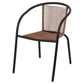Sedia con braccioli effetto rattan, struttura in ferro, Est&#233;