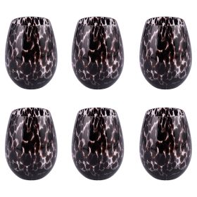 Set 6 bicchieri acqua 560 ml, decoro maculato, Jamila Black