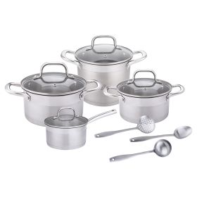 Batteria 11 pezzi, in acciaio inox 18/10, induzione, Inox S&#236;Chef