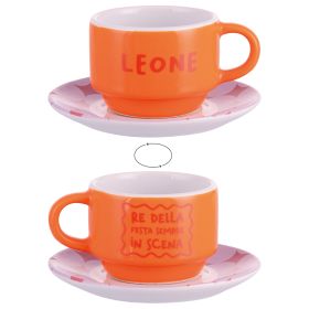 Tazzina caffè 100 ml con piattino, More Amor Leone