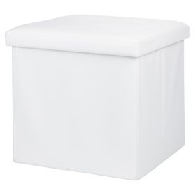 Pouf contenitore multiuso 38x38xh.38 cm, bianco panna, Sibilla