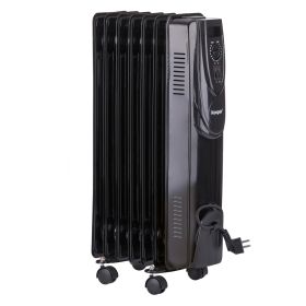 Radiatore a olio 7 elementi nero con ruote 2000 W
