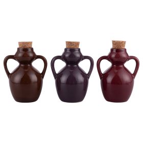 Anfora mini oliera 107 ml in ceramica e sughero, Masseria Dark
