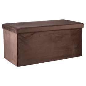 Panca contenitore multiuso effetto velluto 76x38x38 cm, marrone, Sibilla