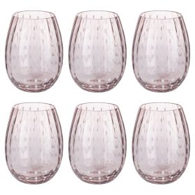 Set 6 bicchieri acqua 525 ml in vetro lavorato, Shiraz Pink