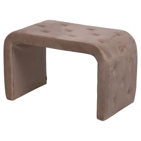 Panca arredo ad arco, rivestimento effetto velluto trapuntato, 75x40x46 cm, cioccolato, More Amor