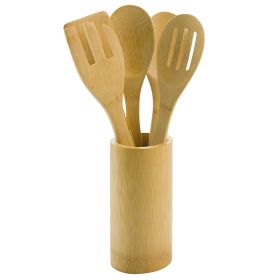 Set 5 utensili in bambù con porta utensili, SìChef
