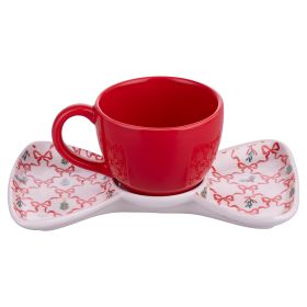 Set Mug con piattino 250 ml, Natale coi fiocchi