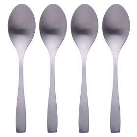 Set 4 cucchiaini Manhattan in acciaio inox, silver satinato, Sibilla
