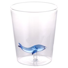 Bicchiere acqua 420 ml in vetro borosilicato, balena interna in 3D, Ocean