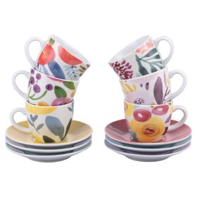 Set 6 tazzine 90 ml con piattino, New Acquerello