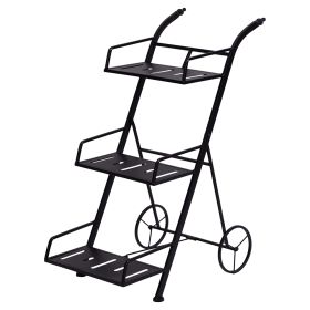 Carrello portavasi 3 ripiani in ferro battuto 55x38x79 cm, nero,  Est&#233;