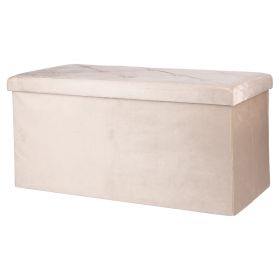 Panca contenitore multiuso effetto velluto 76x38x38 cm, beige, Sibilla