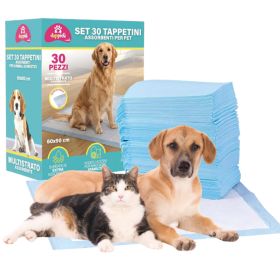 Set 30 tappetini assorbenti multiuso per animali domestici con angoli adesivi 60x90 cm, Duppid&#249;