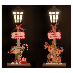 Decorazione natalizia lampione led in legno h. 45 cm, Xmas