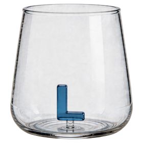 Bicchiere 420 ml in vetro borosilicato, lettera L interna in 3D, Monogram