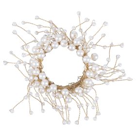 Anello porta tovagliolo con perle, colore oro e bianco
