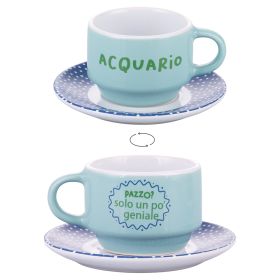 Tazzina caffè 100 ml con piattino, More Amor Acquario