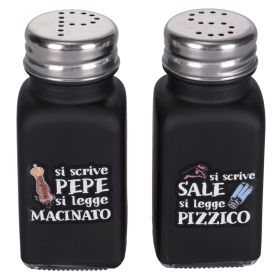 Portaspezie 75 ml in vetro nero, Si scrive si legge