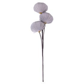 Ramo decorativo artificiale con soffioni h. 80 cm, grigio perla, Sibilla