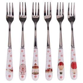Set 6 forchettine dessert in acciaio inox e ceramica