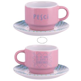 Tazzina caff&#232; 100 ml con piattino, More Amor Pesci
