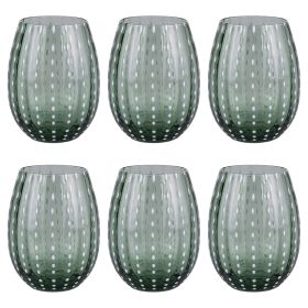 Set 6 bicchieri acqua 525 ml in vetro lavorato, Shiraz Greenery
