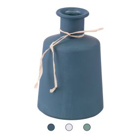 Vaso arredo in vetro riciclato matt e rafia h. 18 cm, Sibilla