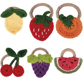 Anello portatovagliolo, design frutta, in legno e cotone, Fruit Life