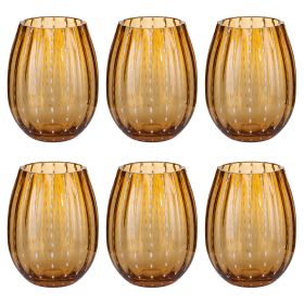 Set 6 bicchieri acqua 525 ml in vetro lavorato, Shiraz Amber